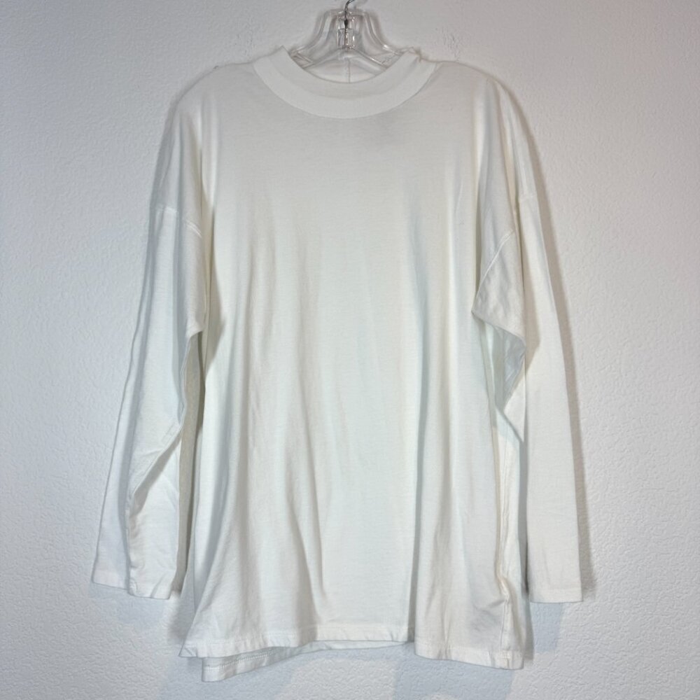 Free People White Long Sleeve Tee with mock turtle neck